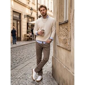 Hugo Boss Delaware Slim Fit Chinos Mens 36x34 Taupe Brown Stretch Cotton Pants